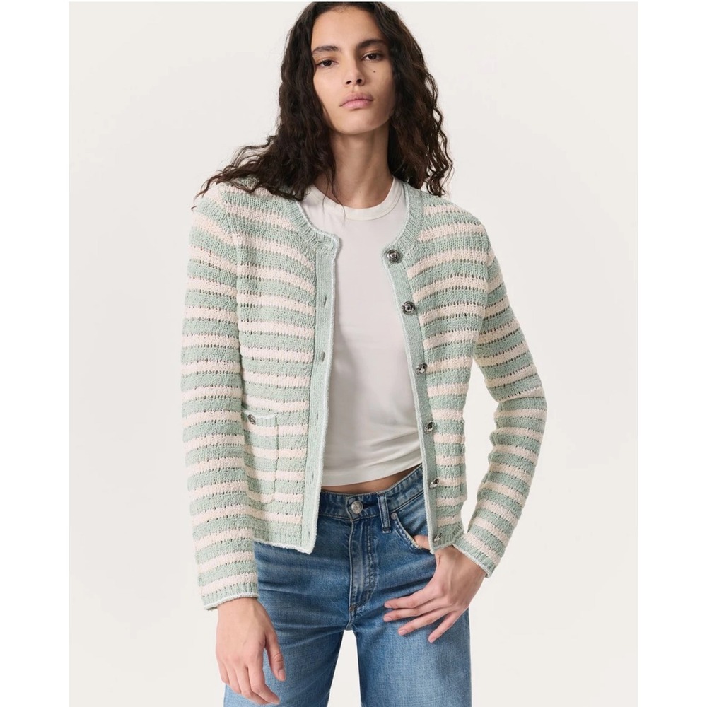 NWT Rag &‎ Bone Jace Striped Cotton-Blend Lady Cardigan SzMedium $398